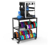 Raweao 3D Stampante Filamento Scaffale Rack, Robusto Metallo Filament Portabobine con Ruote, Rulli Scaffale per PLA/ABS/TPU Conservazione in Casa Ufficio Officina (Nero)