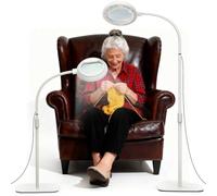 Raweao 8X Lampada con Lente di Ingrandimento, 56 LED Dimmabile Pavimento Lampada di Ingrandimento con 3 Modalità di Colori, 2-in-1 Lupa Lamp da Terra per Lettura Artigianato Cucitura