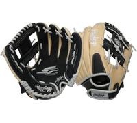 Rawlings Sure Catch T-Ball & Youth Baseball Glove | Sizes 9.5"-11.5" | Multiple Styles, Guanto Ragazzi, 28 cm, PRO I Web, Mano Destra Unisex, Nero/Cammello, 11" | Ages 7-9