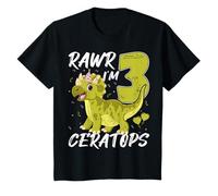 Rawr I Am Three Ceratops Dinosaur 3° compleanno festa bambini Maglietta