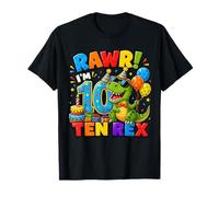 Rawr I'm 10 Ten Rex Dinosaur 10th Birthday Boy Party Maglietta