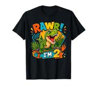 Rawr I'm 2 Cool T-Rex Dinosaur Jungle 2nd Birthday Boy Maglietta