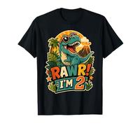 Rawr I'm 2 Cool T-Rex Dinosaur Jungle 2nd Birthday Boy Maglietta