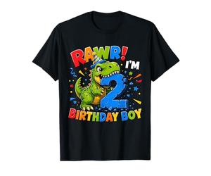 Rawr I'm 2 Cool T-Rex Dinosaur Jungle 2nd Birthday Boy Maglietta