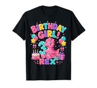 Rawr I'm 3 Three Rex Pink Dinosaur 3rd Birthday Girl Party Maglietta