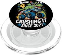 Rawr I'm 4 Crushing It Since 2021 Dinosauro Monster Truck PopSockets PopGrip per MagSafe
