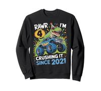 Rawr I'm 4 Crushing It Since 2021 Dinosauro Quattro Felpa