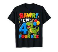 Rawr I'm 4 Four Rex Dinosaur 4th Birthday Boy Party Maglietta
