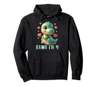 Rawr I'm 4 with Dinosaur per Quattro Compleanni Felpa con Cappuccio