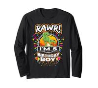 Rawr I'm 5 5th Birthday TRex Dinosaur 5 Years Old for Boy Maglia a Manica