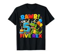 Rawr I'm 5 Five Rex Dinosaur 5th Birthday Boy Party Maglietta