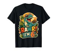 Rawr I'm 6 Cool T-Rex Dinosaur Jungle 6th Birthday Boy Maglietta