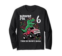 Rawr Im 6, Dino Monster Truck, 6° Compleanno, Compleanno Trex per Ragazzi Maglia a Manica