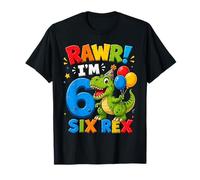 Rawr I'm 6 Six Rex Dinosaur 6th Birthday Boy Party Maglietta