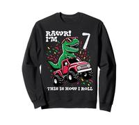 Rawr Im 7 Dino Monster Truck 7th Birthday Trex Boys Kid Felpa