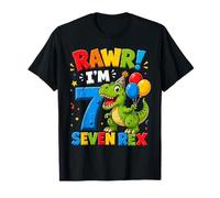 Rawr I'm 7 Seven Rex Dinosaur 7th Birthday Boy Party Maglietta