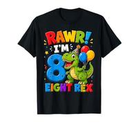 Rawr I'm 8 Eight Rex Dinosaur 8th Birthday Boy Party Maglietta