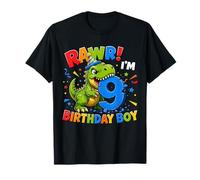 Rawr I'm 9 Cool T-Rex Dinosaur Jungle 9th Birthday Boy Maglietta