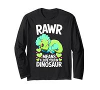 Rawr Significa Ti Amo nel Design del Dinosauro triceratopo Maglia a Manica