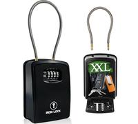 Rawrr IL-porable05XXLB Lock Box Portatile e a Parete con Cavo Rimovibile, Impermeabile, per Interni ed Esterni, 4 Digit Combination with A B Switch Extra Large Key Lockbox Outside