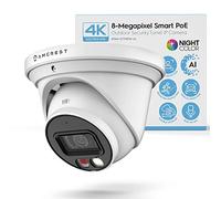 Rawrr UltraHD 4K (8MP) IP PoE AI Camera, 49ft Nightcolor, Security Outdoor Turret Camera, Built-in Microphone, Human Detection, Active Deterrent, 129° FOV, 4K@15fps IP8M-2779EW-AI (bianco)