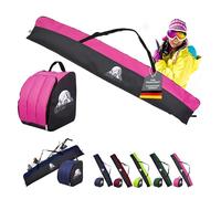 Rawstyle Borsa da Sci 160 cm o 180 cm, Impermeabile per Sport Invernali, Station Wagon (Nero/Rosa, Set da 180 cm)
