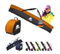 Rawstyle Borsa da sci impermeabile per scarponi da sci da 160 cm o 180 cm, borsa da sci impermeabile per sport invernali (nero/arancione, lotto 180 cm)