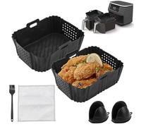 Raxfekro 2 stampi in silicone per airfryer da 21 x 16 cm, pieghevole, con 2 guanti in silicone per Ninja Foodi Max Dual accessori Air Fryer Silicone