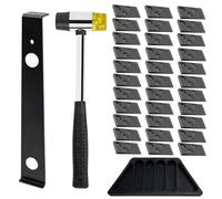 Raxfekro Pavimenti in Laminato Set, 33 pezzi di Guarnizione per Pavimenti in Laminato, Mazza di Gomma a Doppia Faccia, Blocco di Taglio Robusto ed Estrattore in Acciaio Inox per Pavimenti in Laminato