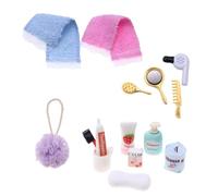RAXLUPO 15 pezzi Set di accessori in miniatura 1/12 Accessori accessori bambola Accessorio in Miniatura per Casa delle Bambole, Accessori per Gnomi Set da Bagno per Case Delle Bambole