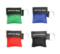 RAXLUPO 4 Pezzi CPR Maschera Portachiavi Anello Set da CPR Mask Kit Face Shield Maschere Respiratore per il primo soccorso o la formazione AED