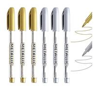 RAXLUPO 6 pezzi Pennarello Dorato Oro e Argento pennarello dorato 1.5mm Pennarelli Marker Metallici per Album Fotografici, Inviti, Cartoline, Vetro, Adatti a Molteplici Superfici(oro e argento)