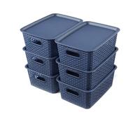 RAXMETRY Set di 6 scatole portaoggetti con coperchio, ideali per ufficio, guardaroba, cassetti, cucina e casa (blu, set da 6 5 L)