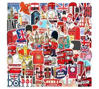 Raxove Adesivi Union Red Buses - 50 adesivi British Pride | adesivi da viaggio con diversi disegni | adesivi con bandiera britannica per bagagli, tazze, pareti e altro ancora, decorativi