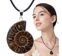 Raxove Collana con ciondolo a forma di conchiglia, fossili di ammonite, con ciondolo a forma di lumaca, esemplare minerale di conchiglia, per donne e uomini
