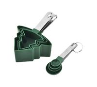 Raxove Set di misurini e misurini, cucchiai e misurini - 8 x misurini da cucina a forma di albero di Natale - Tazze dosatori verdi, strumenti di misura da cucina adatti per