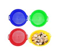 Raxove Setaccio da spiaggia - Vassoio per setacciare multicolore 4 pezzi | Giocattoli setaccio | Padella per setacciare la spiaggia, giocattolo per giardinaggio, scavo, ricerca di conchiglie