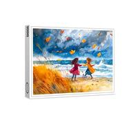 raxxa Puzzle Premium | Autumn Stormy Beach Fun with Dog Watercolor Painting | 1000 pezzi
