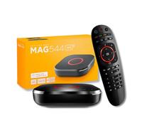 Raxxio MAG544w3 - Set-Top Box TV 4K HDR con chipset Amlogic S905Y4, RAM DDR4 da 1 GB, memoria flash da 4 GB, Dolby Digital Plus, Linux 4.9, WiFi dual-band, USB 2.0, cavo HDMI e telecomando