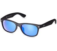 Ray-Ban 0RB2132F 55 622/17 Occhiali, Gummi Schwarz Grau Spiegel Blau, 55 Mm Uomo