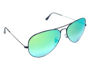 Ray-Ban Aviator Flash Rb3025 002/4j 58mm Grande Sole Nero Verde Specchio Nuovo