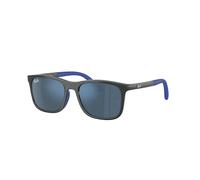 Ray-Ban Bambini Occhiali da sole quadrati da ragazzo Rj9084s, Grigio su gomma blu/blu scuro a specchio blu, 47 mm