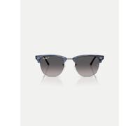 Ray-Ban - Clubmaster - Occhiali da sole blu a righe su argento con lenti grigie polarizzate L