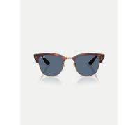 Ray-Ban - Clubmaster - Occhiali da sole color havana a righe su oro rosa con lenti blu-Marrone L