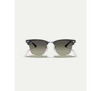 Ray-Ban - Clubmaster - Occhiali da sole color nero su argento con lenti grigie L