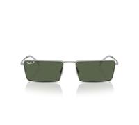 RAY-BAN Emy Occhiali da sole polarizzati, 0RB3741, argento e verde scuro, 59 mm