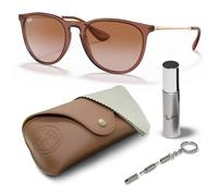 Ray-Ban ERIKA RB4171 - Occhiali da sole classici a forma di fantasma con set di occhiali da sole ad alta vestibilità, Marrone chiaro trasparente | Marrone sfumato, 54 mm