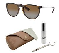 Ray-Ban ERIKA RB4171 - Occhiali da sole classici a forma di fantasma con set di occhiali da sole ad alta vestibilità, Havana Shine | Gradiente Marrone Polarizzato, 54 mm