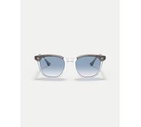 Ray-Ban - Hawkeye - Occhiali da sole squadrati color grigio su trasparente con lenti blu M