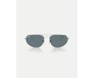 Ray-Ban - Irregular - Occhiali da sole argento con lenti blu polarizzate XXL
